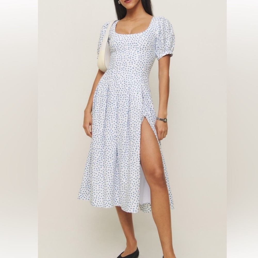 Reformation Couco Hanna Floral Linen Midi Dress Size 0
